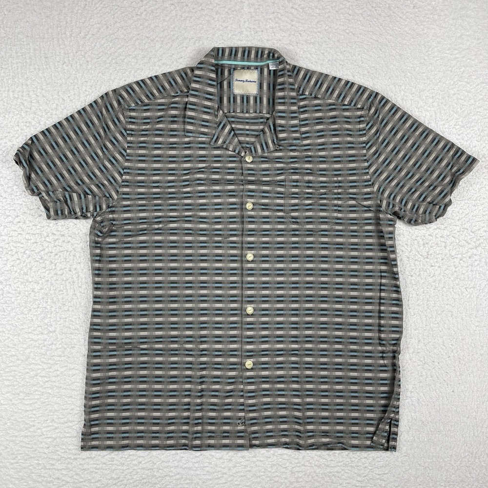 Tommy Bahama Shirt Mens XL Silk Blend Casual Preppy Travel Vacation Workwear